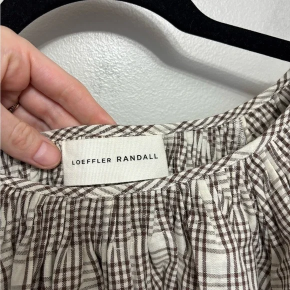 Loeffler Randall Linen Cotton Chocolate Brown Plaid Skit Set - Size L - Picture 6 of 15